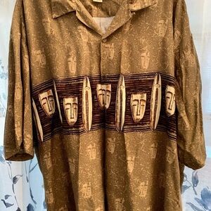 Morro Bay Men’s Surfs Up Hawaiian Casual Tiki Resort Shirt XL